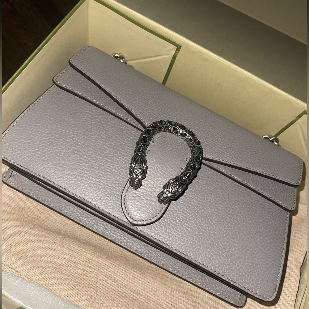 Gucci Dionysus Leather Bag Grey